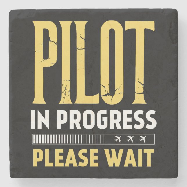 Pilot in Progress – Loading Bar Aviation Design Steinuntersetzer (Vorderseite)