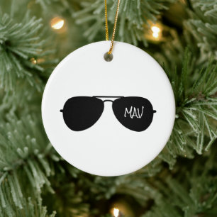 Pilot-INITIALS-MAV-Flugzeuge von Aviator-Sonnenbri Keramik Ornament