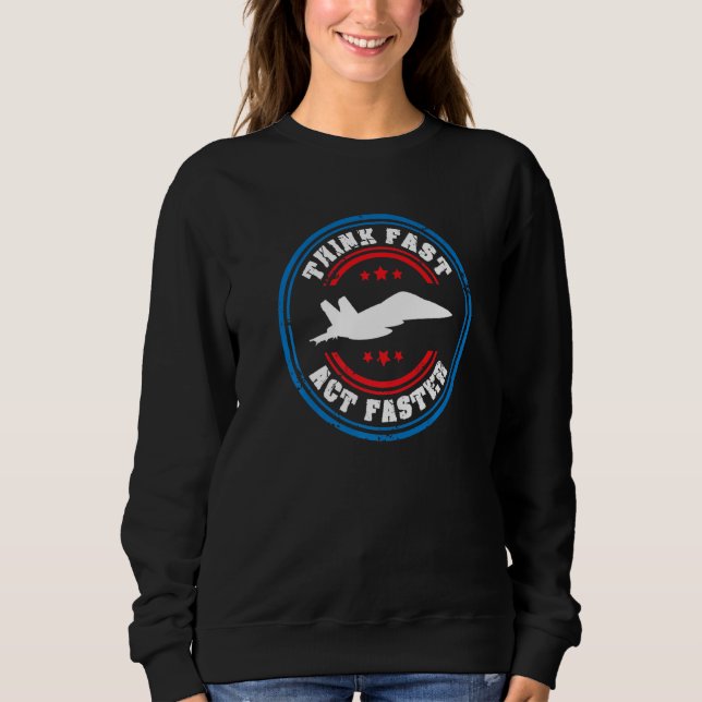 Pilot Jet Fighter Plane Aviation American Flag Pre Sweatshirt (Vorderseite)