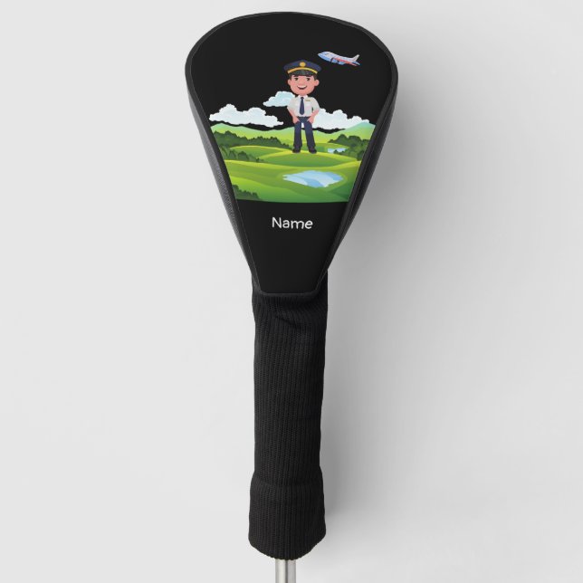 Pilot Kapitän auf dem Golfplatz Flieger Golf Headcover (Vorderseite)