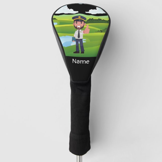 Pilot Kapitän auf dem Golfplatz Flieger Golf Headcover (Vorderseite)