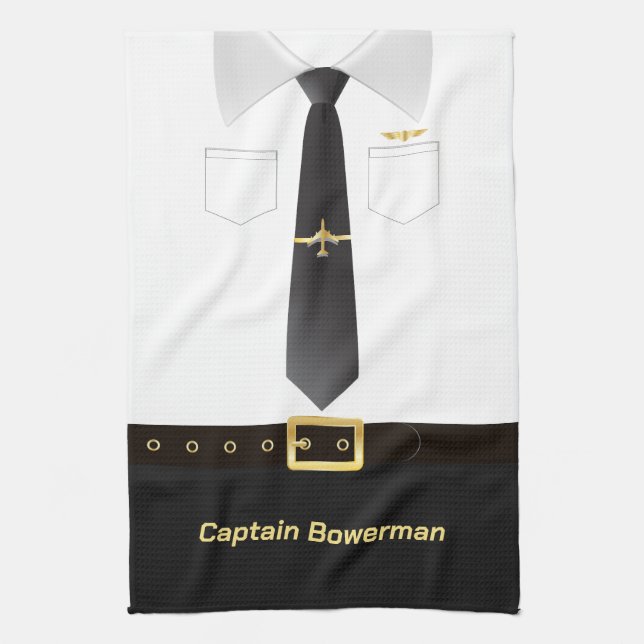 Pilot Kapitän Aviator Uniform personalisiert Geschirrtuch (Vertikal)