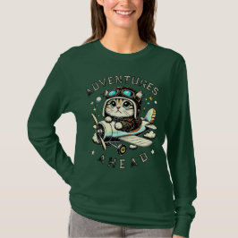 Pilot Kitten sets off on an adventure for dreamers T-Shirt