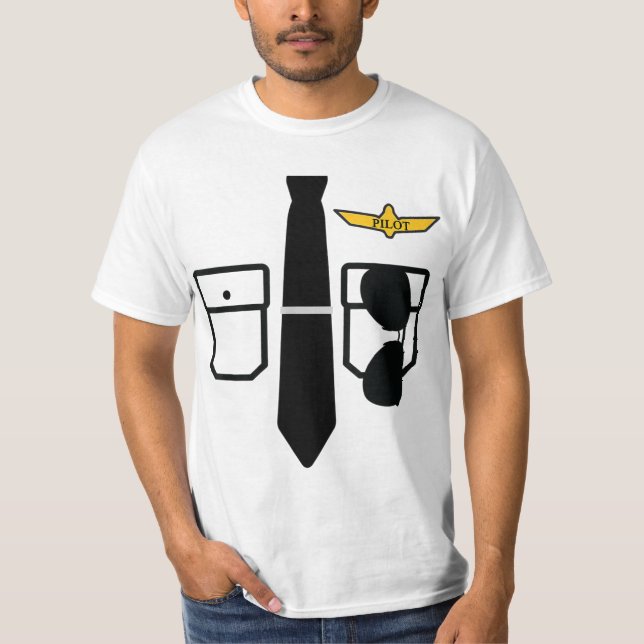 Pilot-Kostüm Witziges Halloween-Pilot T-Shirt (Vorderseite)