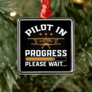 Pilot lädt… Lustige Vintage-Doppeldecker-Luftfahrt Ornament Aus Metall