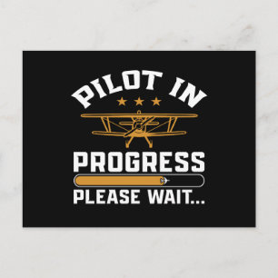 Pilot lädt… Lustiges Vintage-Doppeldecker-Flugzeug Postkarte