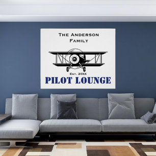 Pilot Lounge Familienname Flugdekoration Zuhause Poster