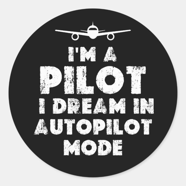 Pilot lustig runder aufkleber (Vorderseite)