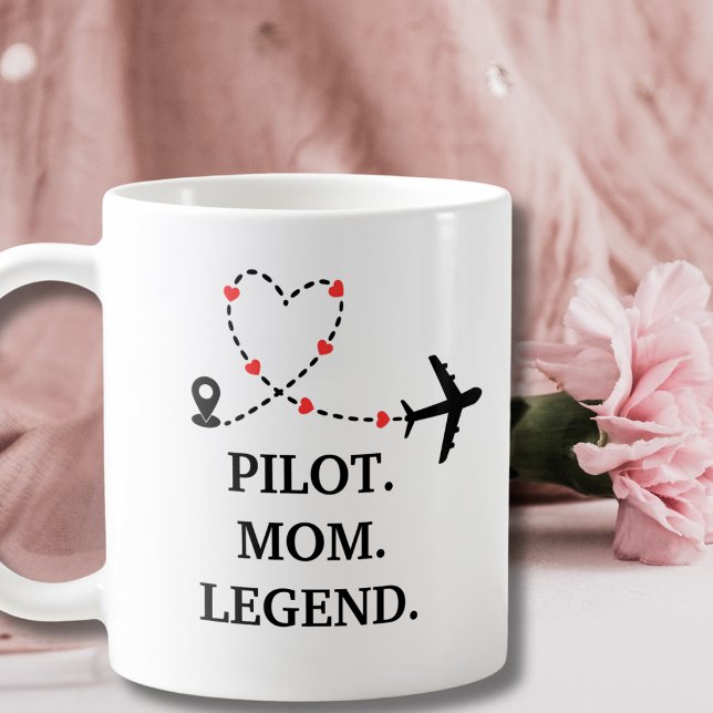 Pilot Mama Legende Flugzeug und Herz Custom Kaffeetasse (Von Creator hochgeladen)