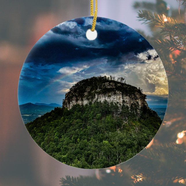Pilot Mountain NC Staat Park | nach Sturm Regenbog Keramik Ornament (Von Creator hochgeladen)