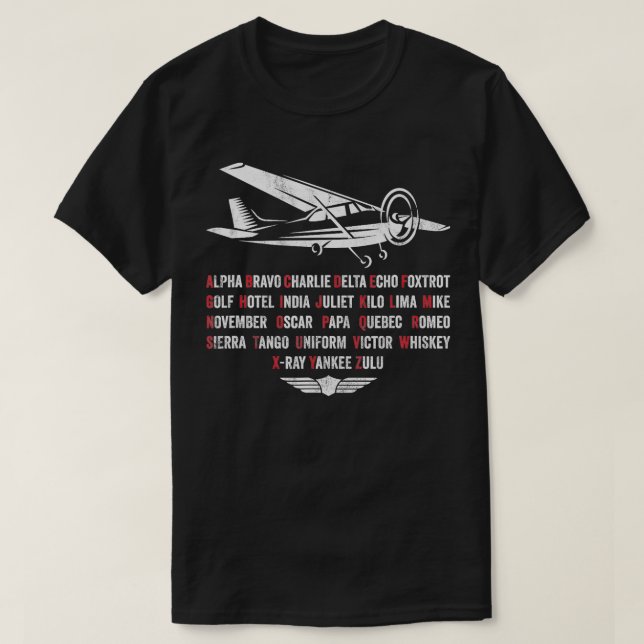 Pilot Phonetisches Alphabet C172 Flugzeug T-Shirt (Design vorne)