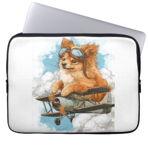 Pilot Pomeranian � Fliegender Ace-Hund Laptopschutzhülle