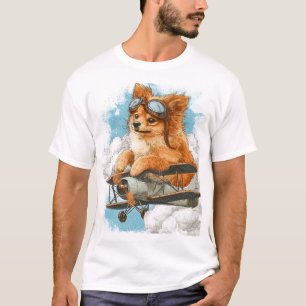 Pilot Pomeranian � Fliegender Ace-Hund T-Shirt