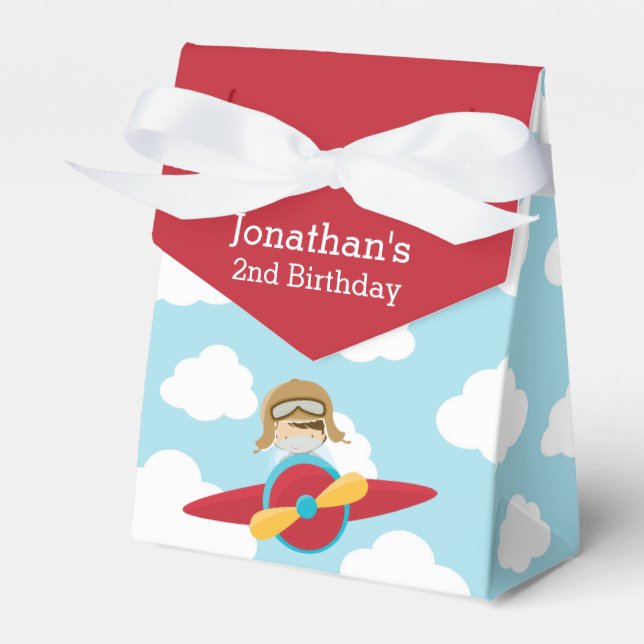 Pilot Red Airplane Gevor Box (Niedliche Cloud) Geschenkschachtel (Vorderseite)