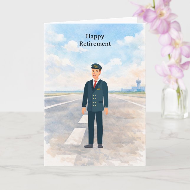 Pilot Retirement with airport background Karte (Orchidee)