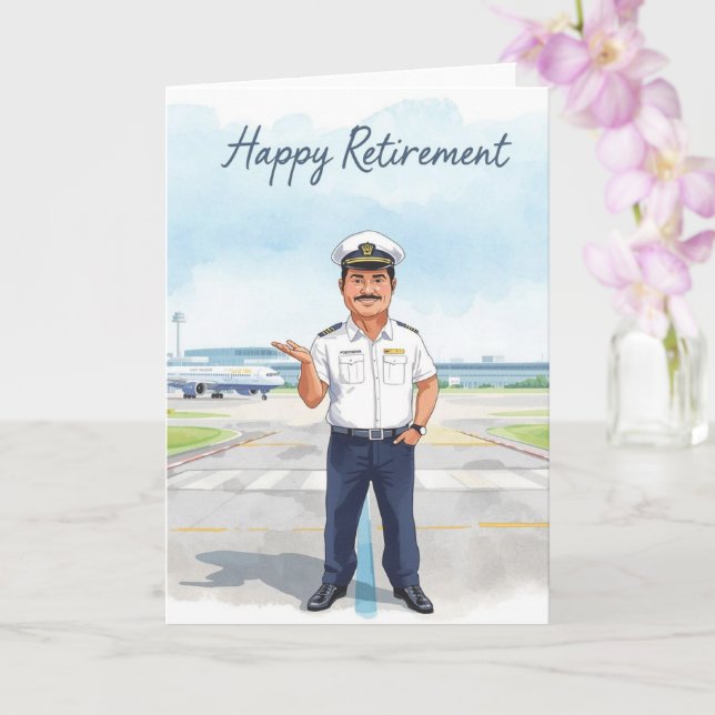 Pilot Retirement with airport background Karte (Orchidee)