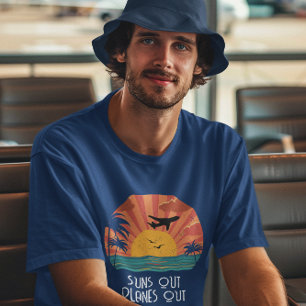 Pilot Retro Sonnenuntergang “Suns Out Planes Out”  T-Shirt