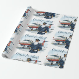 Pilot Santa is Flying for Christmas in the Sky Geschenkpapier