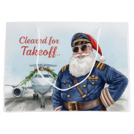 Pilot Santa is Flying for Christmas in the Sky  Große Geschenktüte
