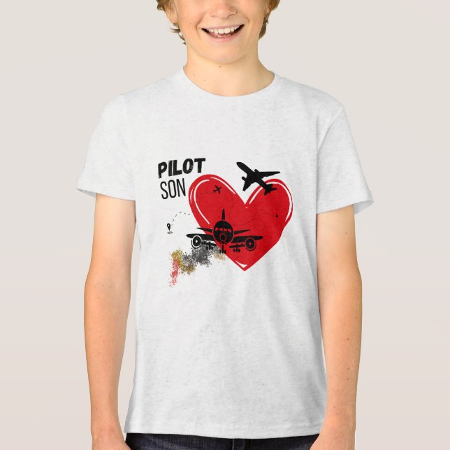 "PILOT SON - Stolz Son Bereit zum T - Shirt" Tri-Blend Shirt (Vorderseite)