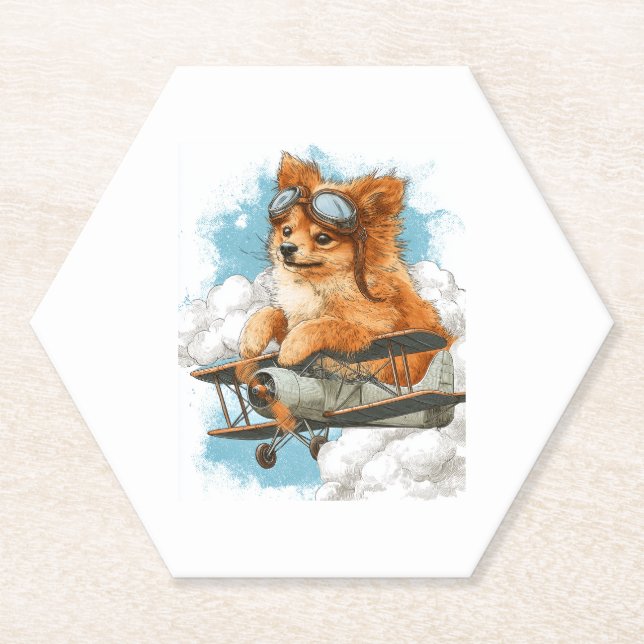 Pilot-Spitz � Flug-Ace-Hund Untersetzer (Vorderseite)