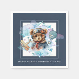 Pilot Teddy Bear Baby Shower-Birthday Serviette
