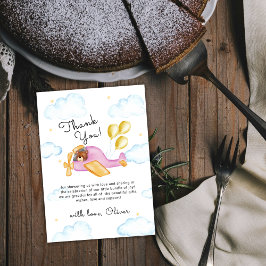 Pilot Teddy Bear Balloon Airplane Baby Shower Dankeskarte