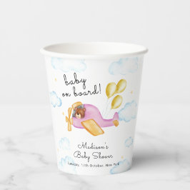 Pilot Teddy Bear Balloon Airplane Baby Shower Pappbecher