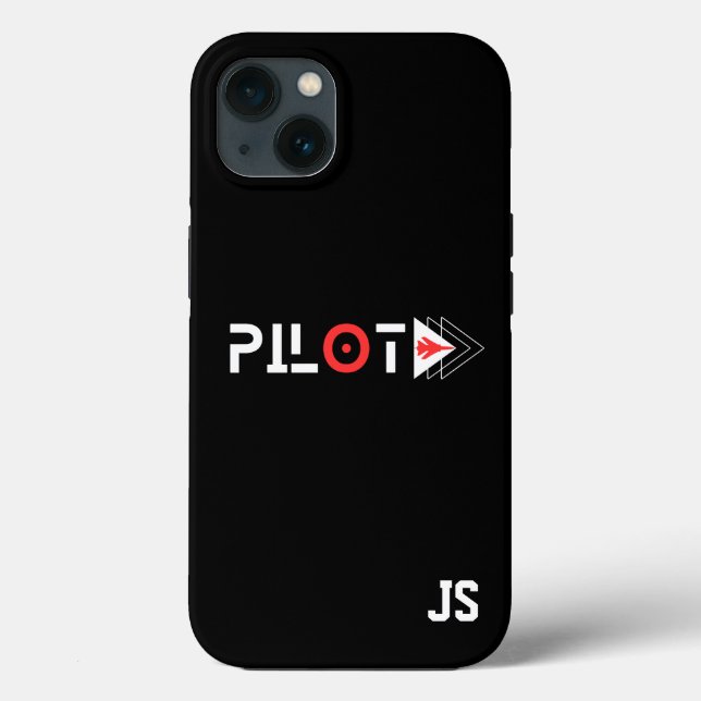 Pilot-Typografie & Düsenflugzeug,Monogramm,Einfach Case-Mate iPhone Hülle (Rückseite)