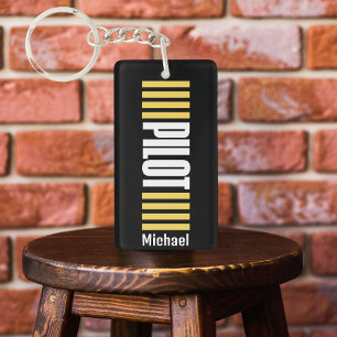 Pilot Typografie Flugzeug-Foto Personalisiert Schlüsselanhänger