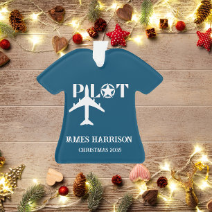 Pilot-Typografie & Flugzeug, Modern, Personalisier Ornament