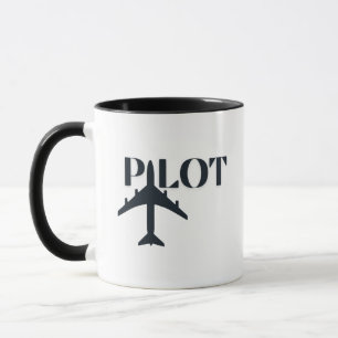Pilot Typografie und Flugzeug, einfach, Minimalist Tasse