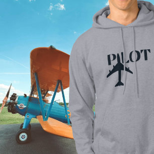 Pilot Typografie und Flugzeug, Minimalistisch, ein Hoodie