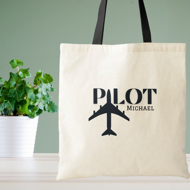 Pilot Typografie und Flugzeug, Minimalistisch pers Tragetasche (Von Creator hochgeladen)