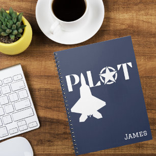 Pilot Typografie und Flugzeug,Minimalistisch,perso Notizblock
