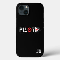 Pilot Typografie und Jet-Flugzeug, Mit Monogramm,