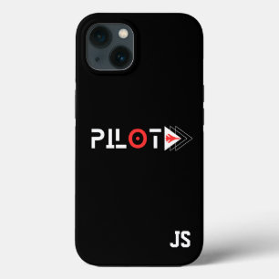 Pilot Typografie und Jet-Flugzeug, Mit Monogramm, Case-Mate iPhone Hülle