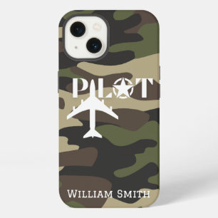 Pilot-Typografie und militärische Flugzeug-Tarnung iPhone 13 Hülle