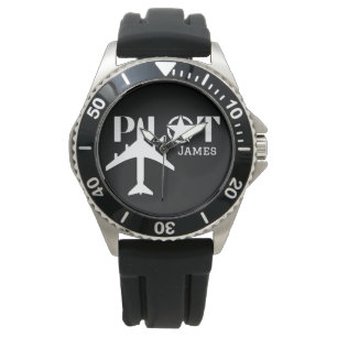 Pilot Typografie und Minimalistisches Flugzeug Armbanduhr