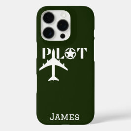 Pilot Typografie und Minimalistisches Flugzeug iPhone 16 Pro Hülle