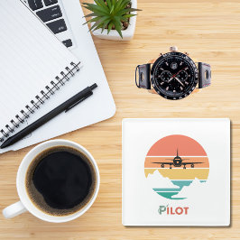 Pilot-Typografie, Vintager Retro, einfaches Flugze Glasuntersetzer