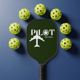 Pilot Typography & Airplane Funny Personalized Pickleball Schläger