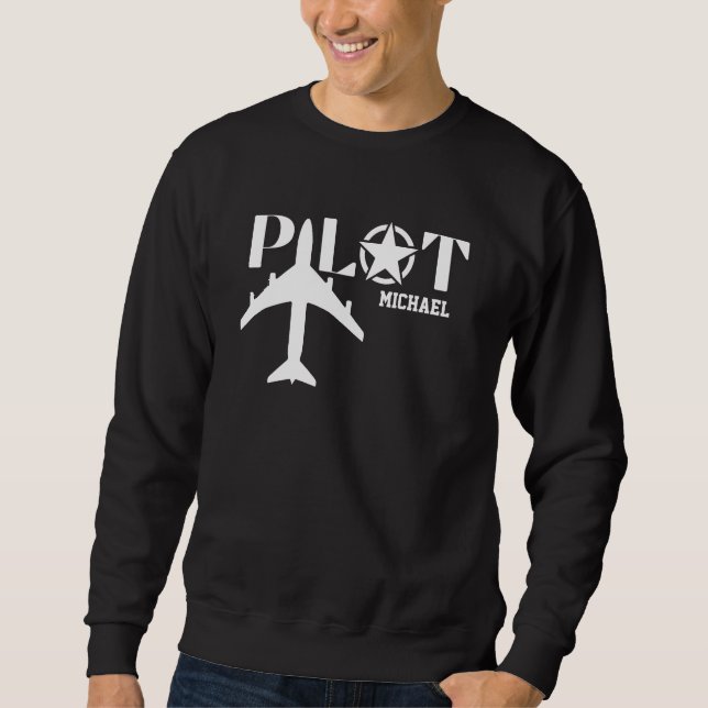 Pilot- und Militärflugzeug, einfach, Minimalistisc Sweatshirt (Vorderseite)