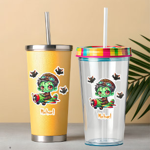 Pilot Zombie fliegendes Flugzeug & Bat Funny Hallo Aufkleber