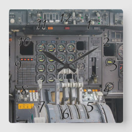 Pilotcockpit Quadratische Wanduhr