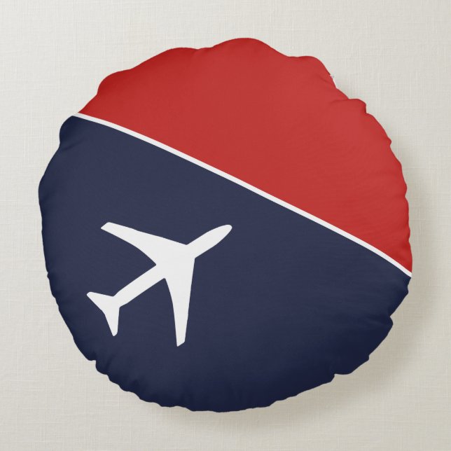 Piloten für Funky White Flugzeug Rundes Kissen (Rückseite)