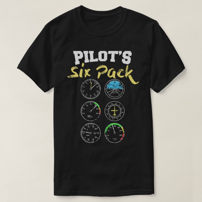 Piloten Six Pack mit Cockpit-Instrumenten T-Shirt (Design vorne)