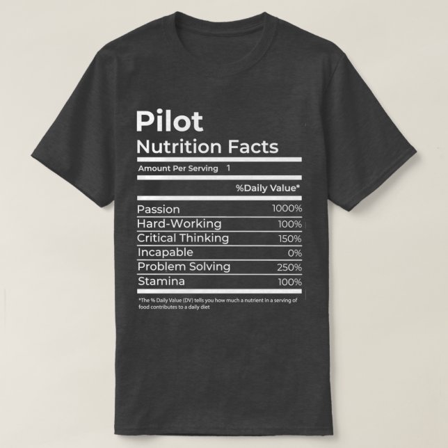 Pilotenernährungsfakte Funny Gift Job  T-Shirt (Design vorne)
