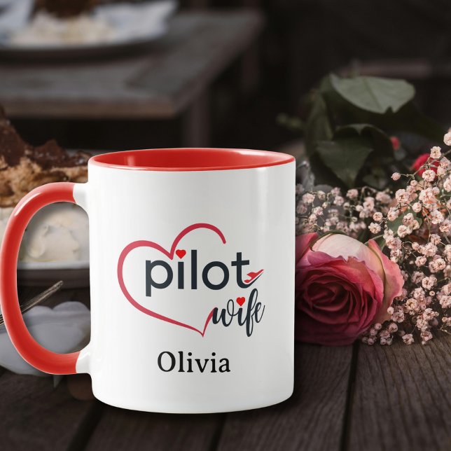 Pilotengattin Herz Flugzeug Romantischer Benutzerd Tasse (Von Creator hochgeladen)