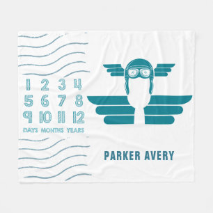 Pilotflugzeug für Baby-Meilenstein Fleecedecke